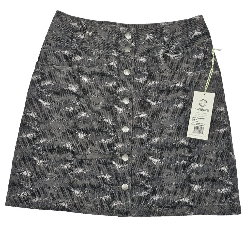 Aventura Melia Women's Skirt Size 8 Brushed Nickel Button Front Organic Cotton - Picture 1 of 5